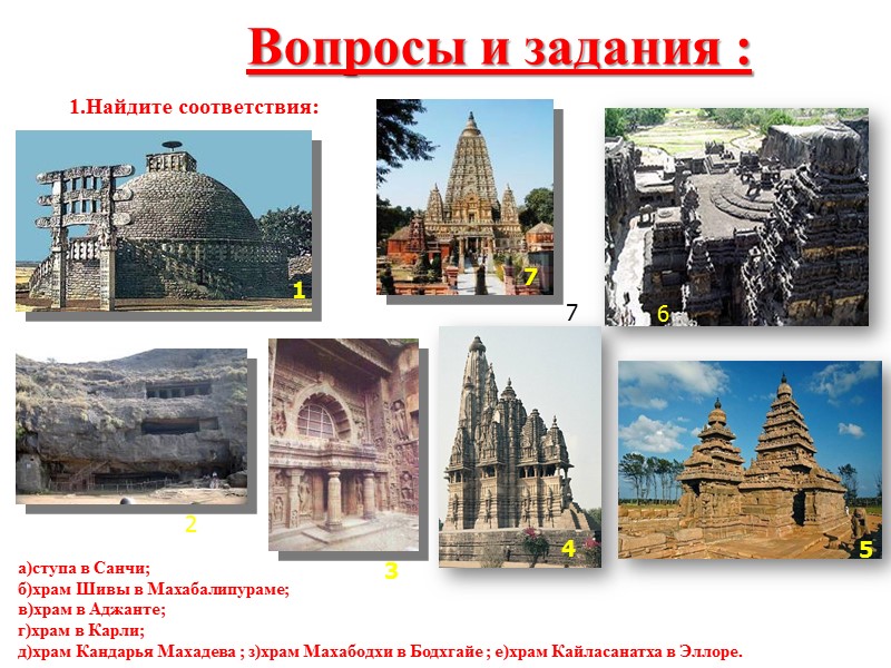 Вопросы и задания : 1 2 3 4 5 6 7 а)ступа в Санчи;